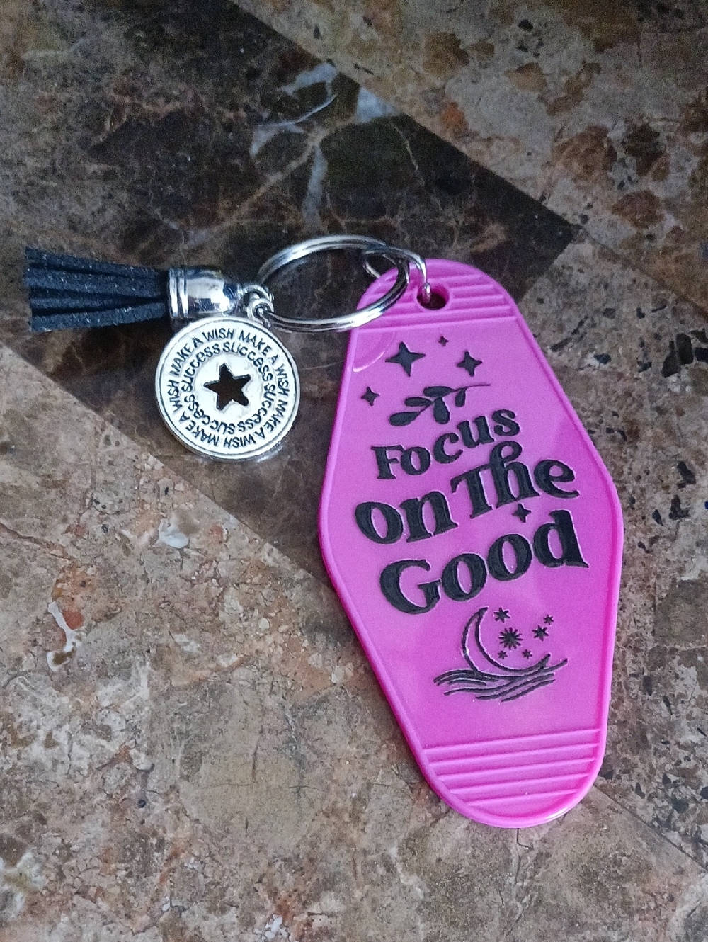 Retro 1960s-70s style keychain   motivational words  Inspirational Motel Key